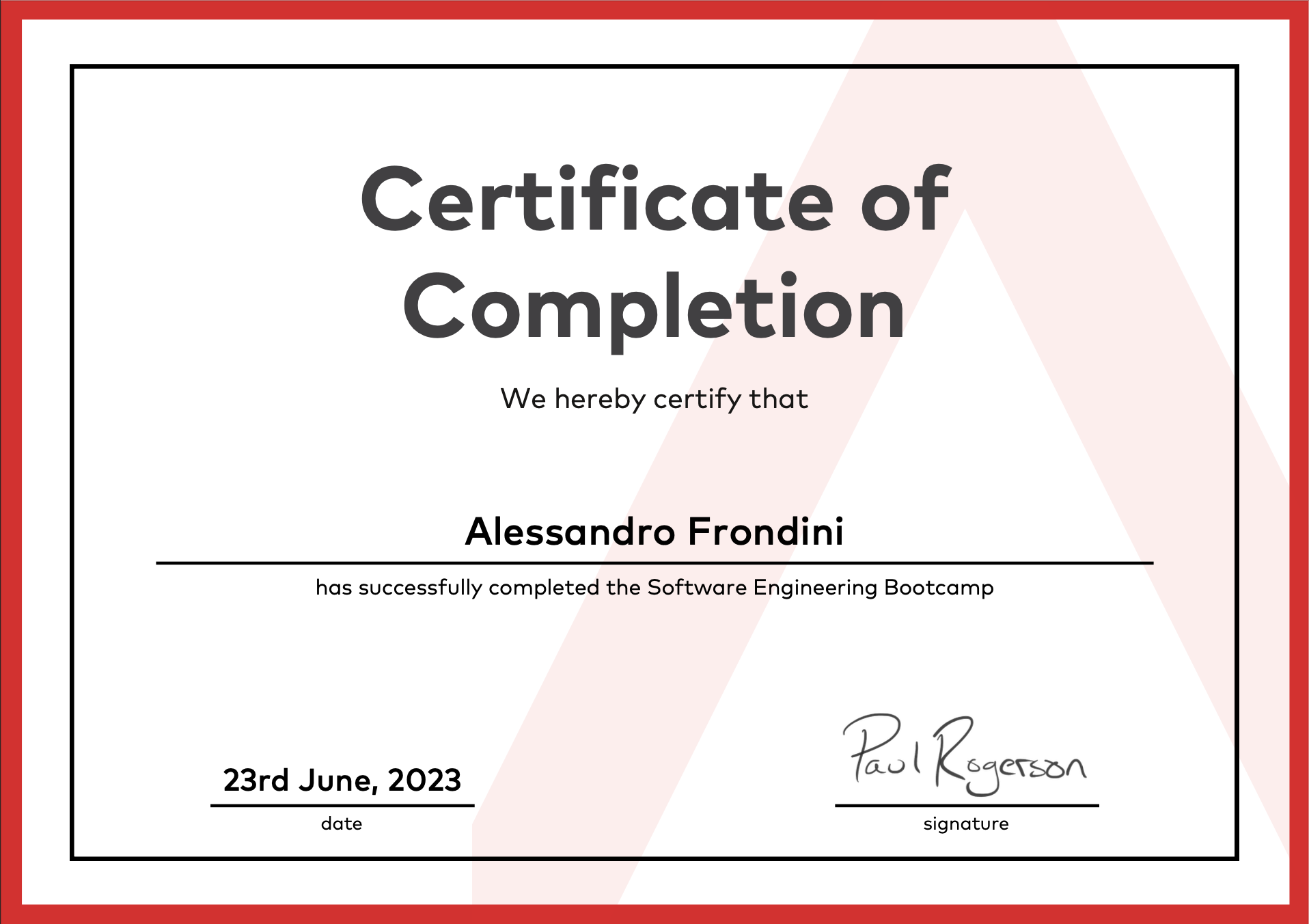 Northcoders Certificate